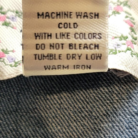 Vintage Tantrums Women XXL Jean Jacket Embroidered Fall Leaves Whimsical Country - Picture 12 of 13